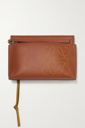 Loewe T-pouch Mini Perforated Leather Clutch - Brown