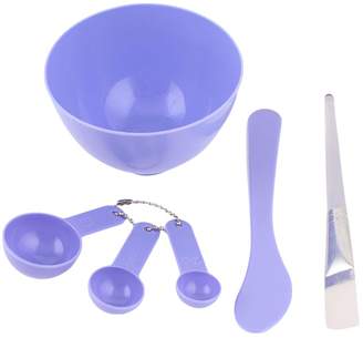uxcell® Plastic Mask Mixing Bowl Brush Gauge Spoon Skin Care Tool Set Purple