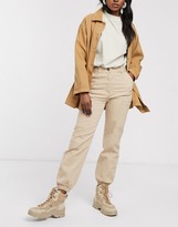 Thumbnail for your product : Monki cuffed cargo trousers in beige