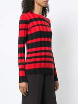 Thumbnail for your product : Derek Lam Long Sleeve Striped Wide Rib Crewneck Pullover