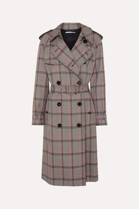 Stella McCartney Pleated Prince Of Wales Checked Belted Woven Trench Coat - Black