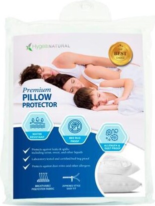 Hygea Natural Set of 2 Queen Sized Luxurious Pillow Protectors by Bed Bug, Mites and Lice Proof - Hypoallergenic - Machine Washable - Water...
