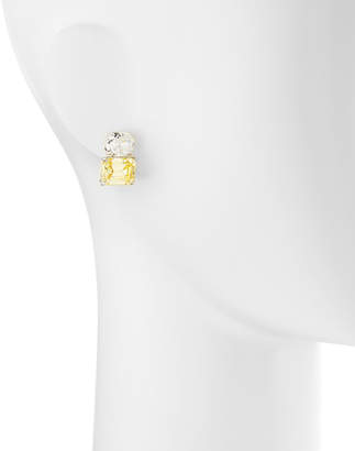 FANTASIA White Oval & Canary Emerald-Cut Stud Earrings