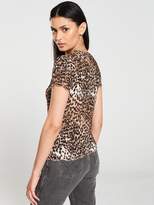 Thumbnail for your product : Warehouse Leopard Lettuce Edge Tee - Brown