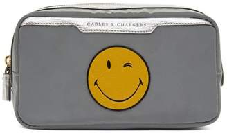 Anya Hindmarch Wink Cables And Chargers Reflective Nylon Zip Pouch