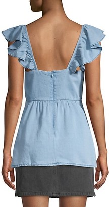 French Connection Ruffled Chambray Top