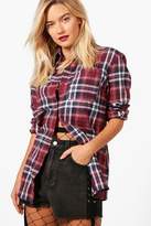 Thumbnail for your product : boohoo Brushed Check Oversized Shirt
