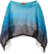 Missoni - Fringed Metallic Crochet-knit Poncho - Blue
