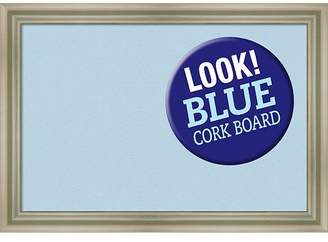 Amanti Art Warm Silver Swoop 20x14 Framed Blue Cork Board