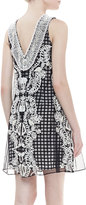 Thumbnail for your product : Tracy Reese Sleeveless Beaded Neck Trapeze Dress, Black/White