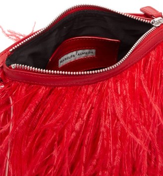 Marques Almeida Feathered Leather Cross-body Bag - Red