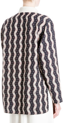 Loewe Floral Wave-Print Combo Skirt, Black