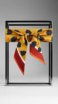 Thumbnail for your product : Burberry Graphic Floral Print Silk Slim Scarf