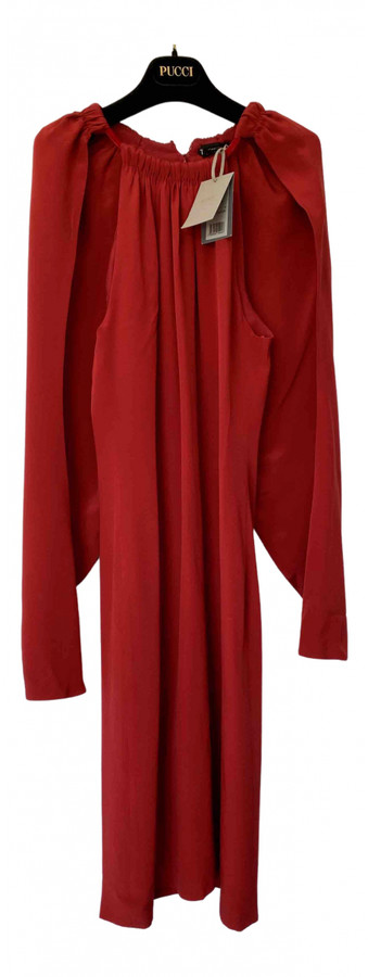 tom ford red ruched tulle dress