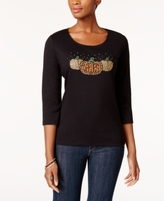 Thumbnail for your product : Karen Scott Petite Cotton Embellished Pumpkins Graphic Top, Created for Macy's