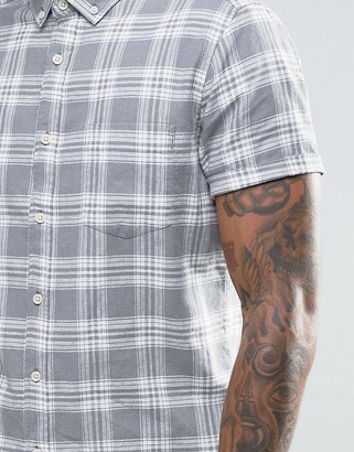 ASOS Check Shirt In Linen Mix With Short Sleeves