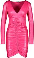 Thumbnail for your product : boohoo PU Ruched Front Mini Dress