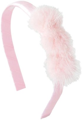 Bows Arts Triple Mink Pom Velvet headband - Light Pink - One Size