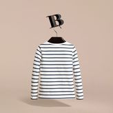 Thumbnail for your product : Burberry Pallas Heads Motif Breton Stripe Cotton Top