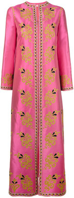 Tory Burch embroidered trim flared coat - women - Silk/Cotton/Polyester - 6