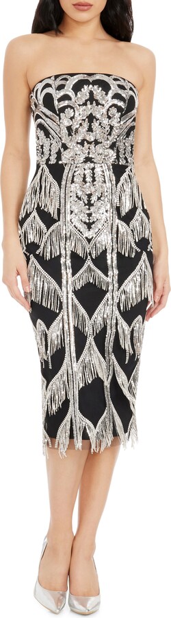 Dress the Population Viviana Sequin Strapless Sheath Dress