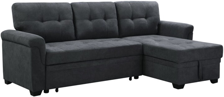 Contemporary Sectional Sofas The, 86 Lucca Gray Linen Reversible Sleeper Sectional Sofa With Storage Chaise