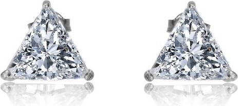 Guili4ctwElegantStudEarringswithSparklingLab-CreatedTrillion-CutTriangleMoissanite–Chic&ModernDesign