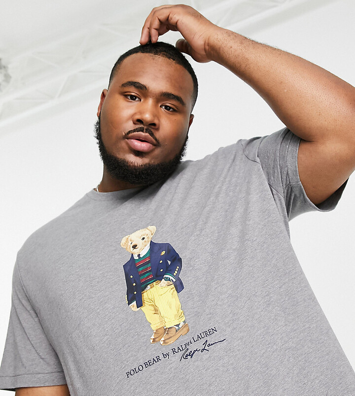 Polo Ralph Lauren Big & Tall dandy bear print t-shirt in gray heather -  ShopStyle