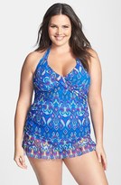 Thumbnail for your product : Becca Etc 'Morocco' Halter Swimdress (Plus Size)