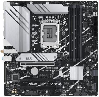 ASUS PRIME B760M-A WIFI (LGA 1700) mATX mortheboard with PCIe 4.0, DDR5, two M.2 slots, Realtek 2.5Gb Ethernet, Wi-Fi 6, DP/HDMI, SATA 6 Gbps, rear...