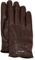 Thumbnail for your product : Prada Napa Leather Gloves w/ Logo, Brown