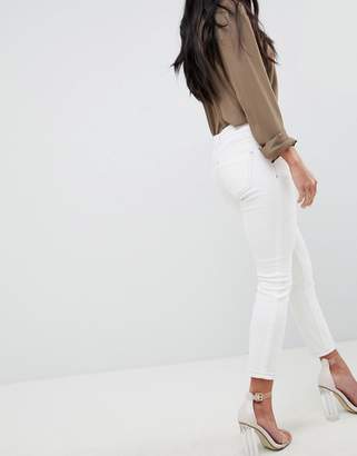 ASOS Petite DESIGN Petite Whitby low rise jeans in off white with contrast stitching