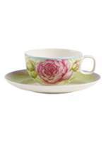 Villeroy & Boch Rose cottage green tea cup & saucer 2piece set