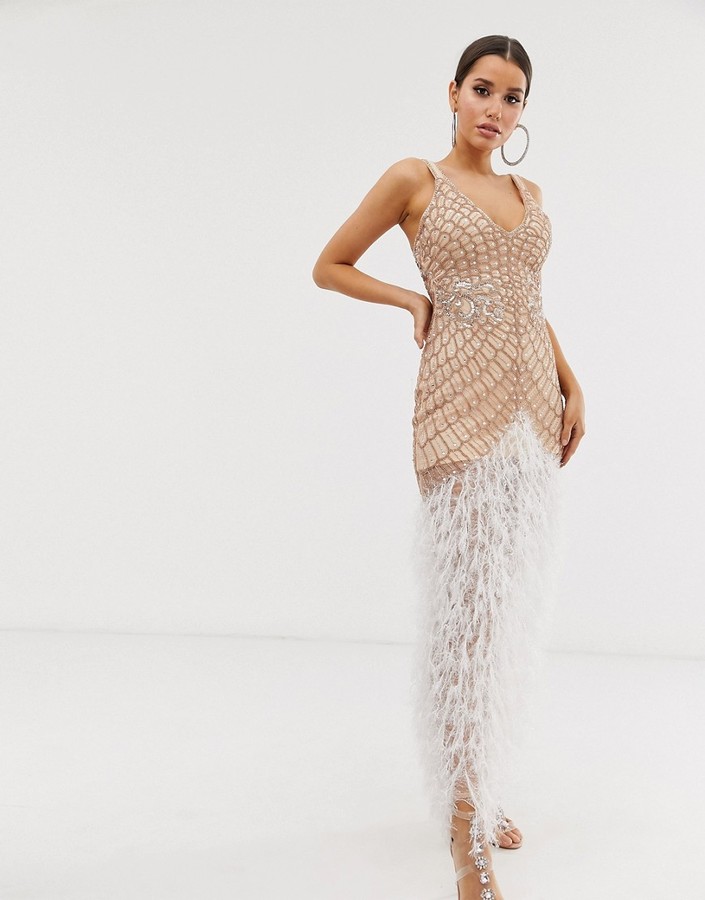 asos sequin feather dress