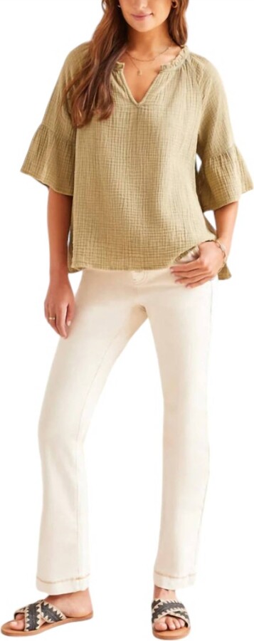 Raglan Sleeve Bouse Top In Cactus