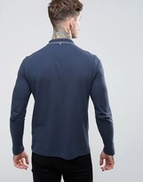 Thumbnail for your product : Pretty Green Barton Long Sleeve Pique Polo In Navy