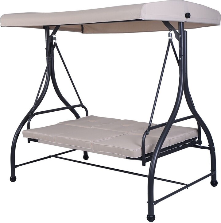 3 Seats Converting Outdoor Swing Canopy Hammock with Adjustable Tilt Canopy 73" x 44" x 68