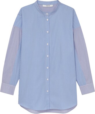 Mix Stripe Cotton Button-Up Shirt