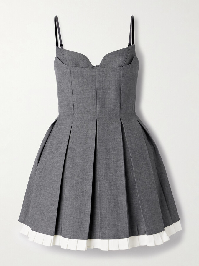 SHUSHU/TONG Layered Pleated Twill Dress - Gray