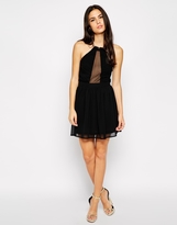 Thumbnail for your product : Rare Chain Halter Dress with Mesh Panel