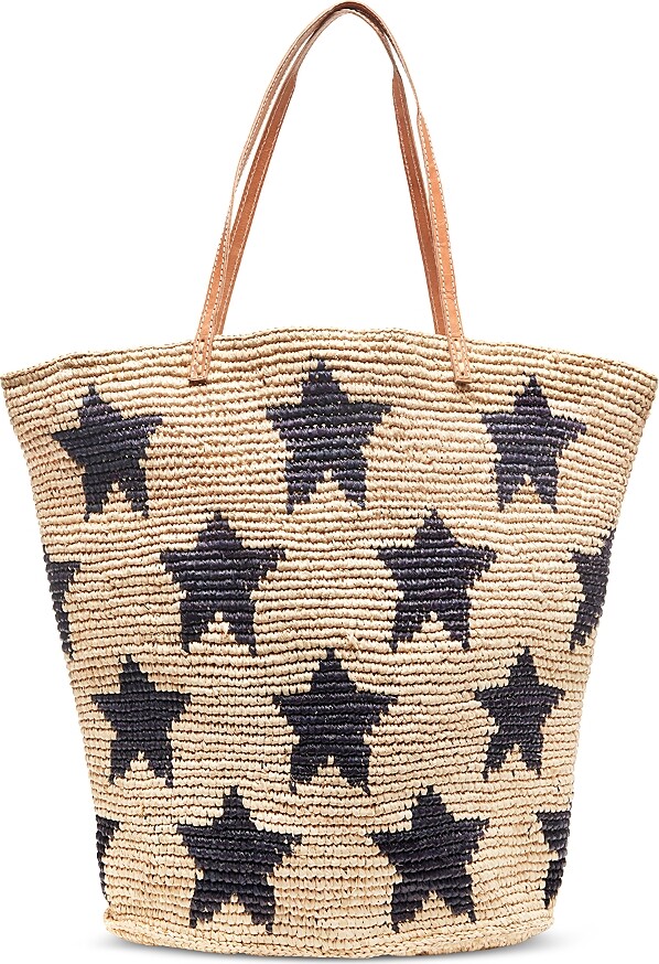 Mar y Sol Estrella Extra Large Star Print Raffia Tote Bag