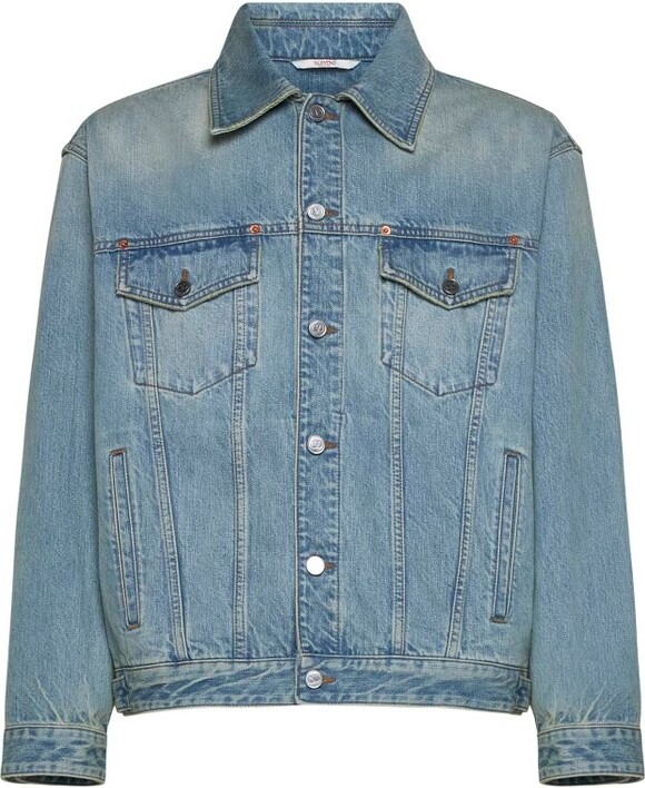 Valentino Buttoned Long-Sleeved Denim Jacket