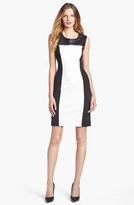 Thumbnail for your product : Calvin Klein Faux Leather Yoke Colorblock Dress