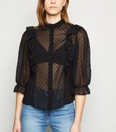 Thumbnail for your product : New Look Chiffon Spot Frill Trim Shirt