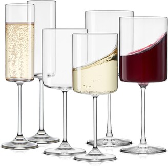 JoyJolt Elle Fluted Cylinder Red Wine Glass - Set of 2