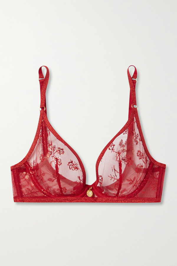 Agent Provocateur Metallic Embroidered Tulle Underwired Soft-cup 36B - ShopStyle