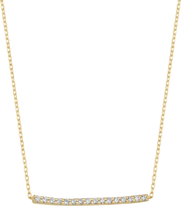 Spero London Fine Diamond Curved Bar Necklace 14Ct Solid Gold