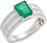 Thumbnail for your product : Effy 14K White Gold, Emerald & Diamond Ring