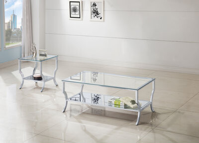 Wrought Studio Saide Glass Top Coffee And End Table Set Chrome