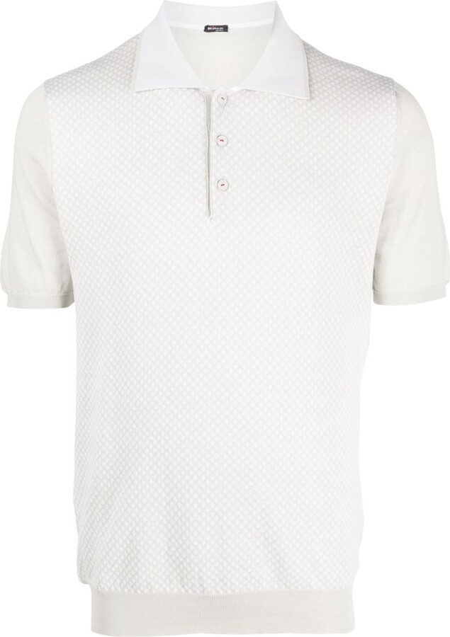 Kiton Wave-pattern Cotton Polo Shirt in Blue for Men